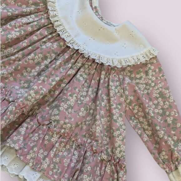 Vintage Toddler Baby Girl Floral Pink White Spring 12M Blouse - Picture 2 of 4